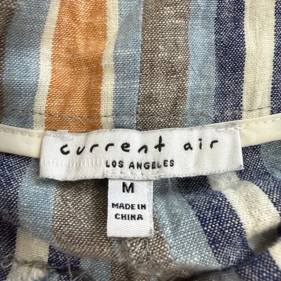 Striped Wide Leg Pants Linen Blend Medium Current Air Beachy Lounge Leisure - Picture 8 of 11